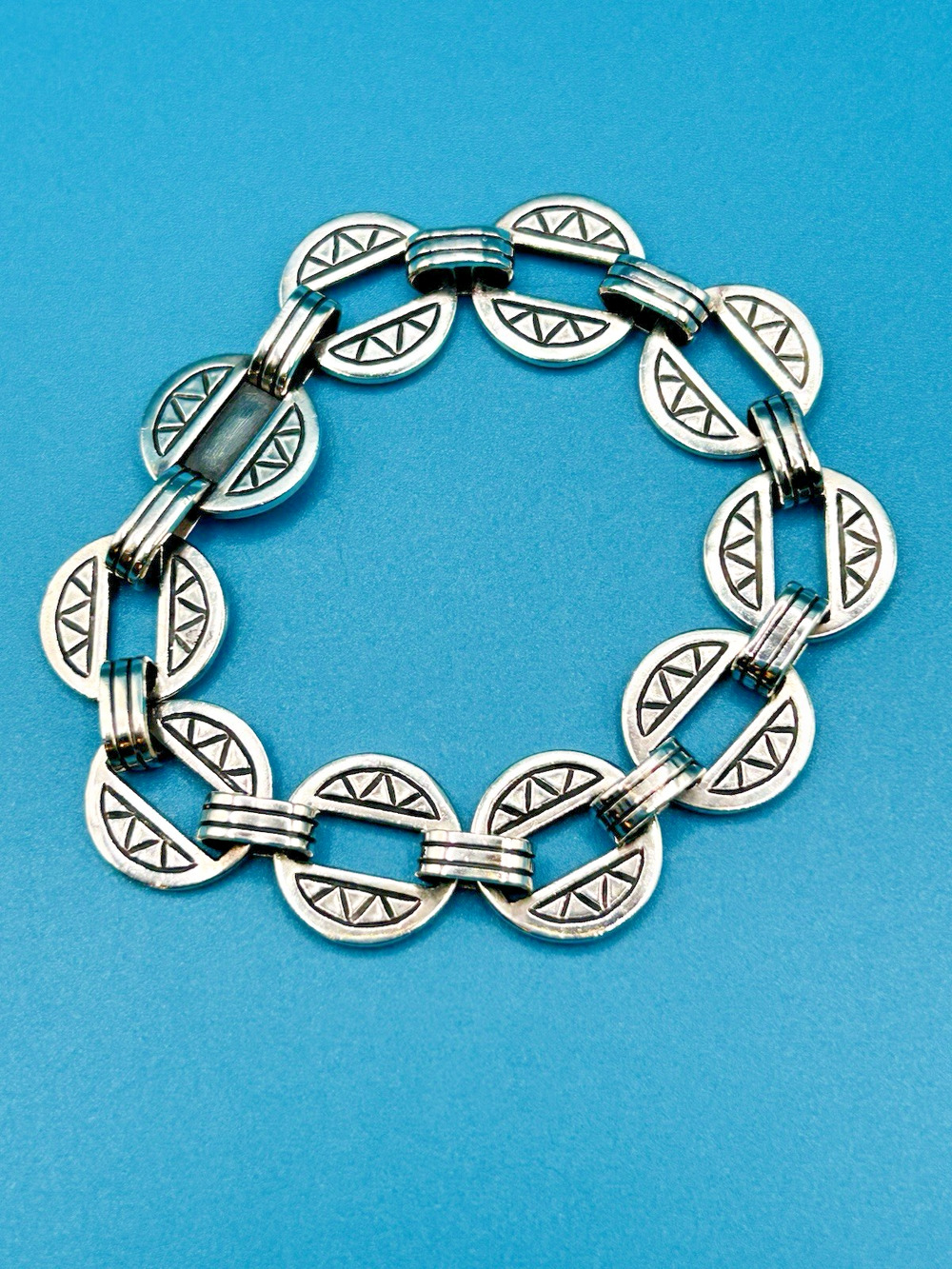 James Avery Retired 925 Silver Southwestern Mayan Ethnic Triangular DiskBracelet